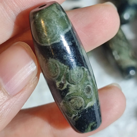 Green Ocean Agate Dzi Bead-ToShay.org