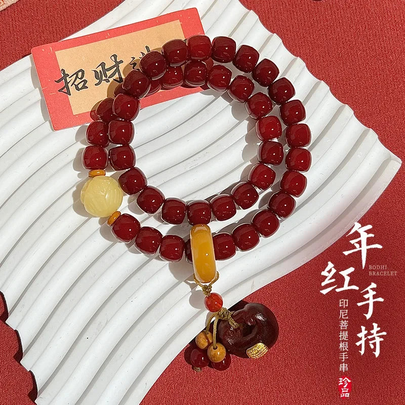 Red Bodhi Bead Bracelet-ToShay.org