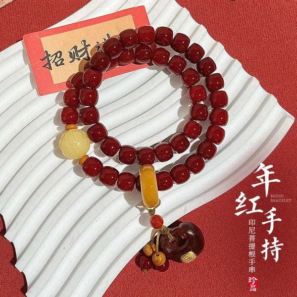 Red Bodhi Bead Bracelet-ToShay.org