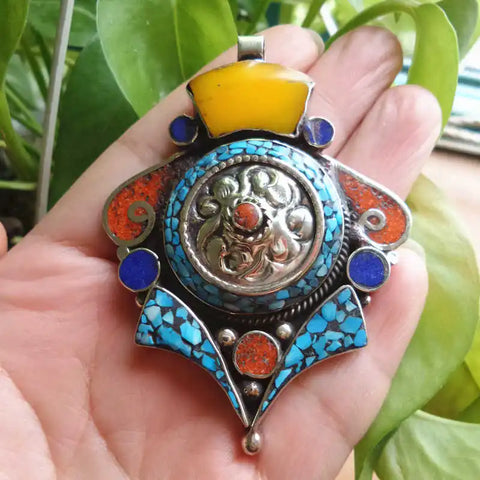 Tibetan Copper Inlaid Pendant-ToShay.org