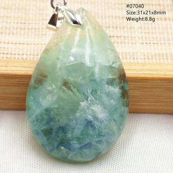 Green Feather Fluorite Pendant-ToShay.org