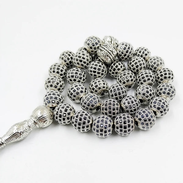 Silver Zircon Stone Prayer Beads-ToShay.org