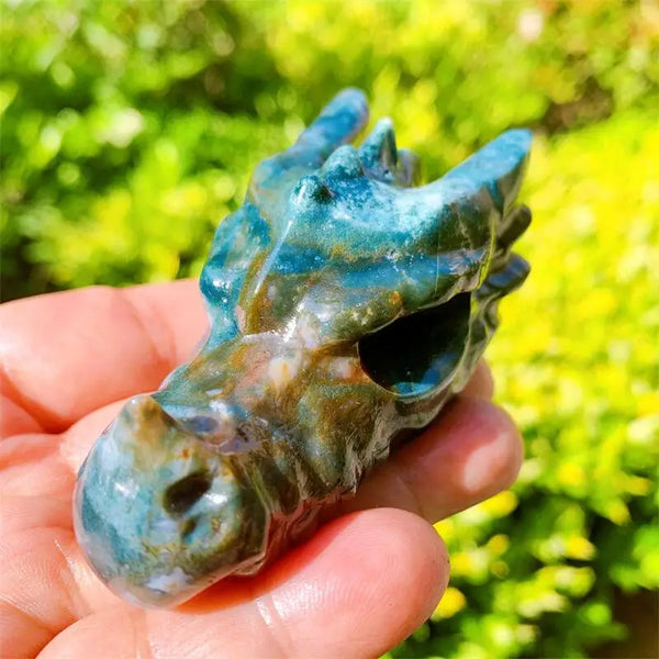 Blue Ocean Jasper Dragon Skull-ToShay.org
