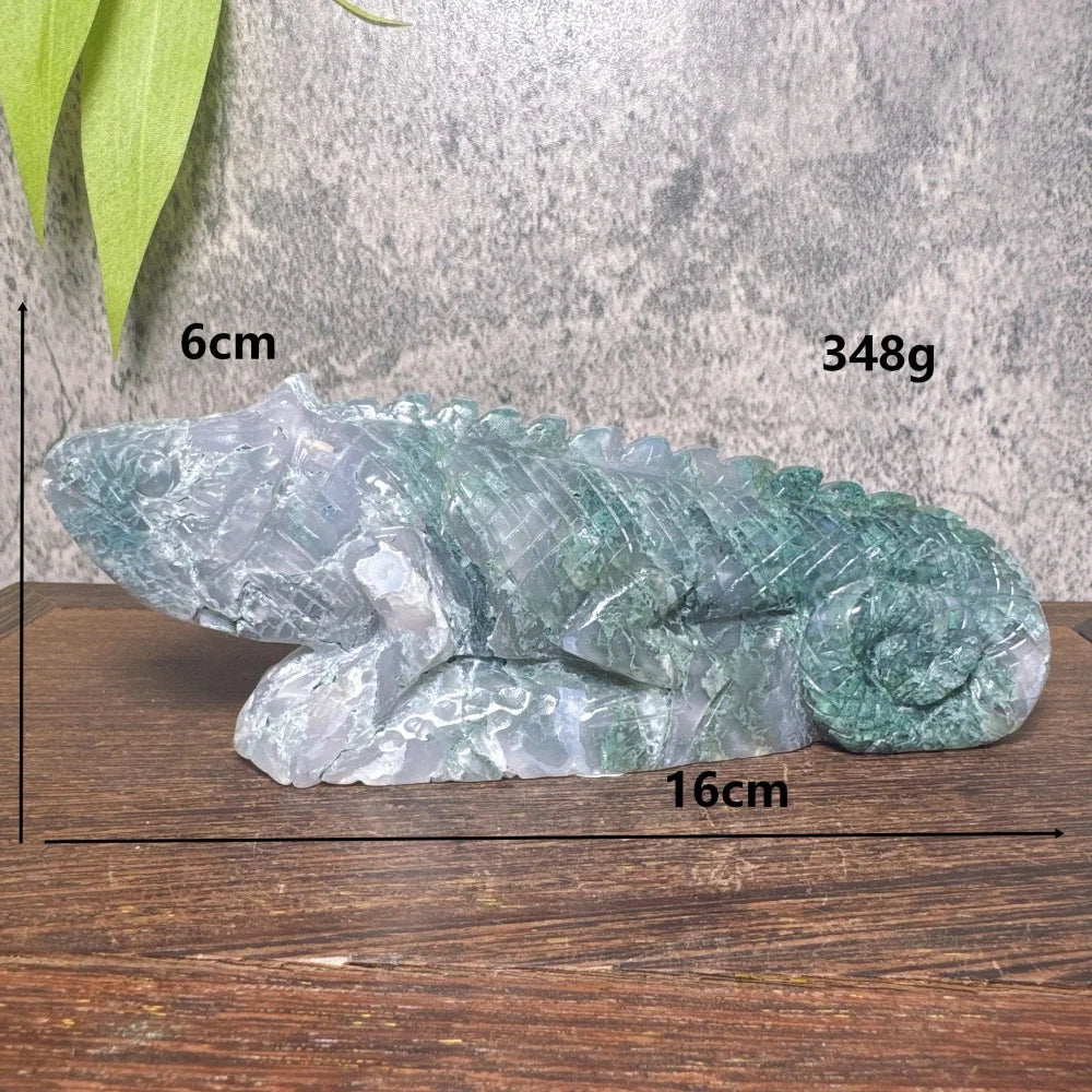Green Moss Agate Druzy Lizard-ToShay.org