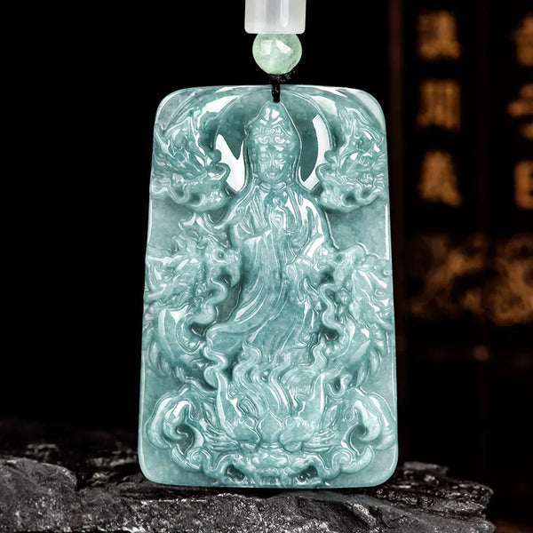 Blue Jade Guanyin Pendant-ToShay.org