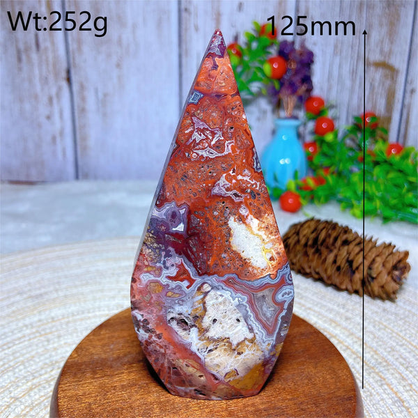 Red White Agate Druzy Flame-ToShay.org