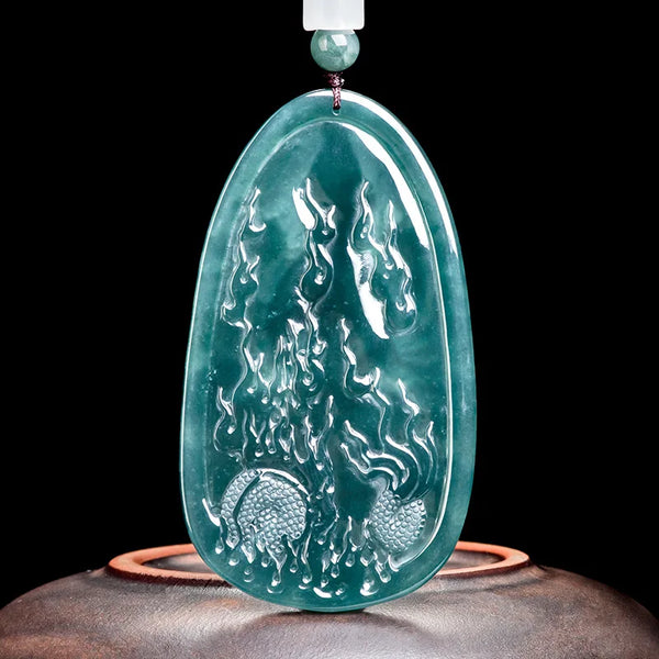 Blue Jade Kwan-Yin Pendant-ToShay.org