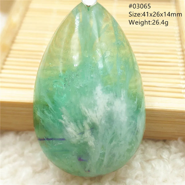 Green Feather Fluorite Pendant-ToShay.org