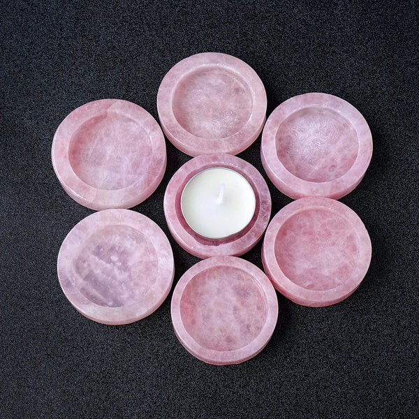 Pink Rose Quartz Candle Holder-ToShay.org