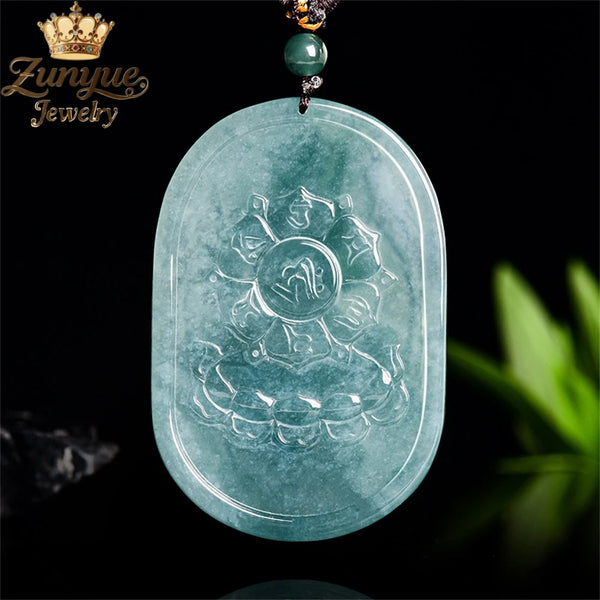 Blue Jadeite Bodhisattva Pendant-ToShay.org