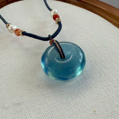 Blue Aquamarine Donut Pendant-ToShay.org