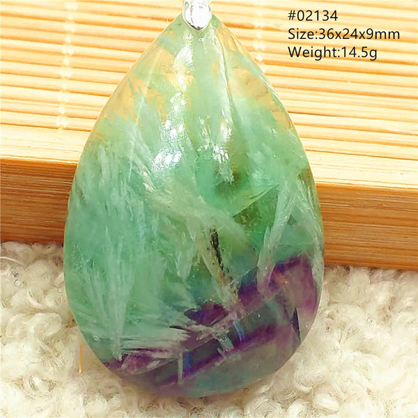 Green Feather Fluorite Pendant-ToShay.org
