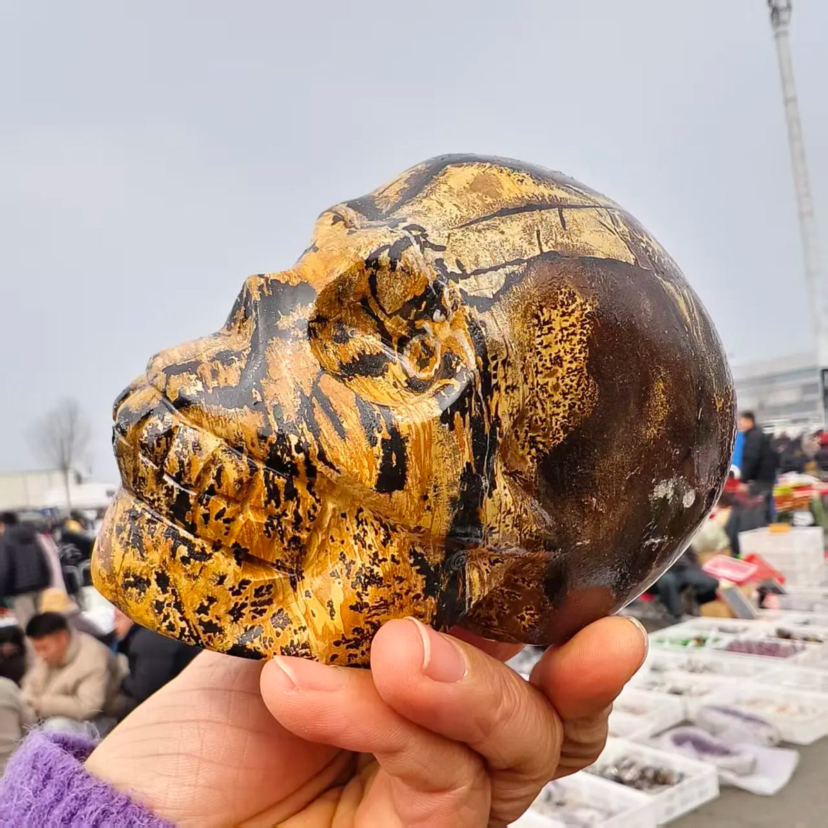 Yellow Painting Stone Skull-ToShay.org