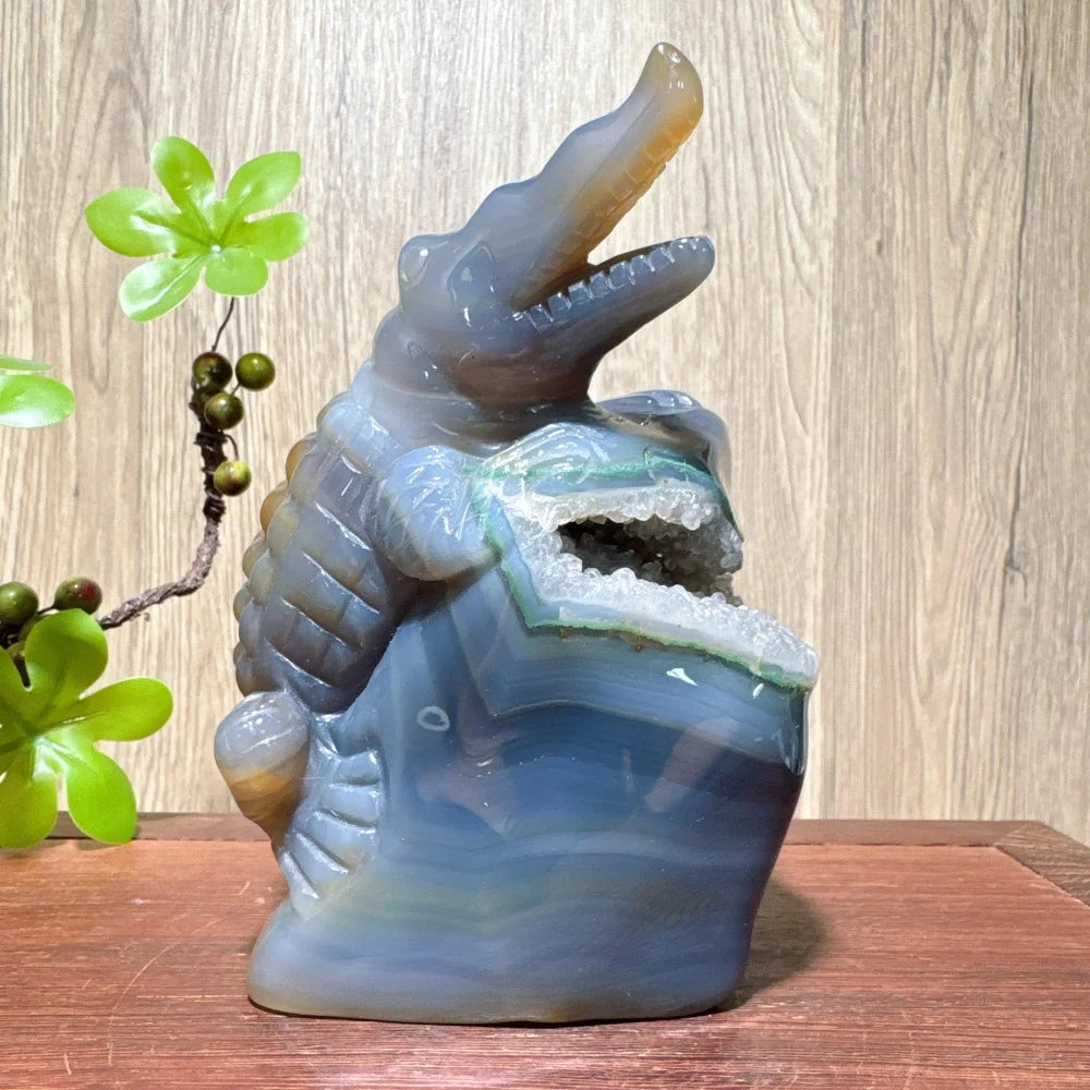 Blue Agate Geode Crocodile-ToShay.org
