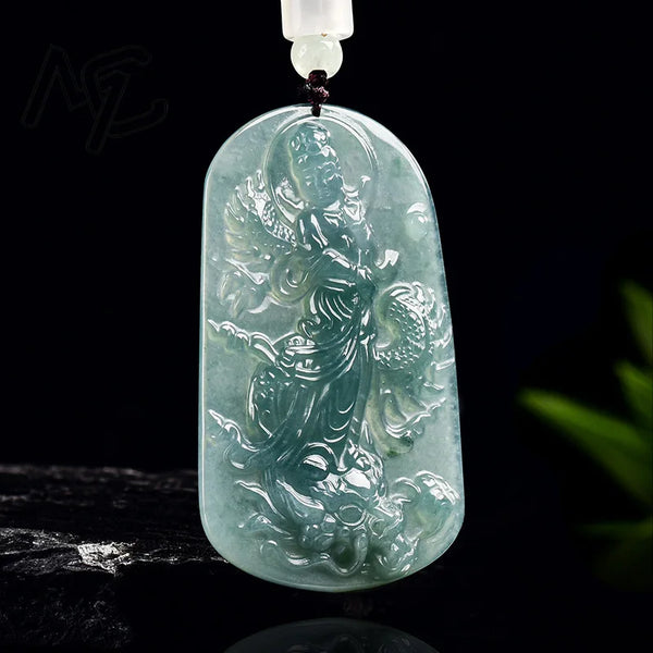 Blue Jade Dragon Pendant-ToShay.org