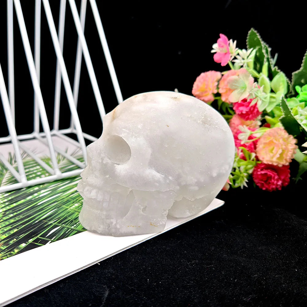 White Crystal Geode Skull-ToShay.org