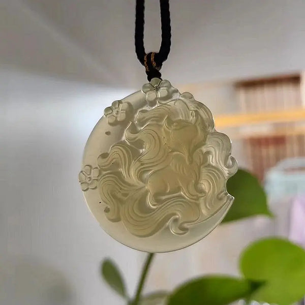 Green Jade Fox Pendant-ToShay.org