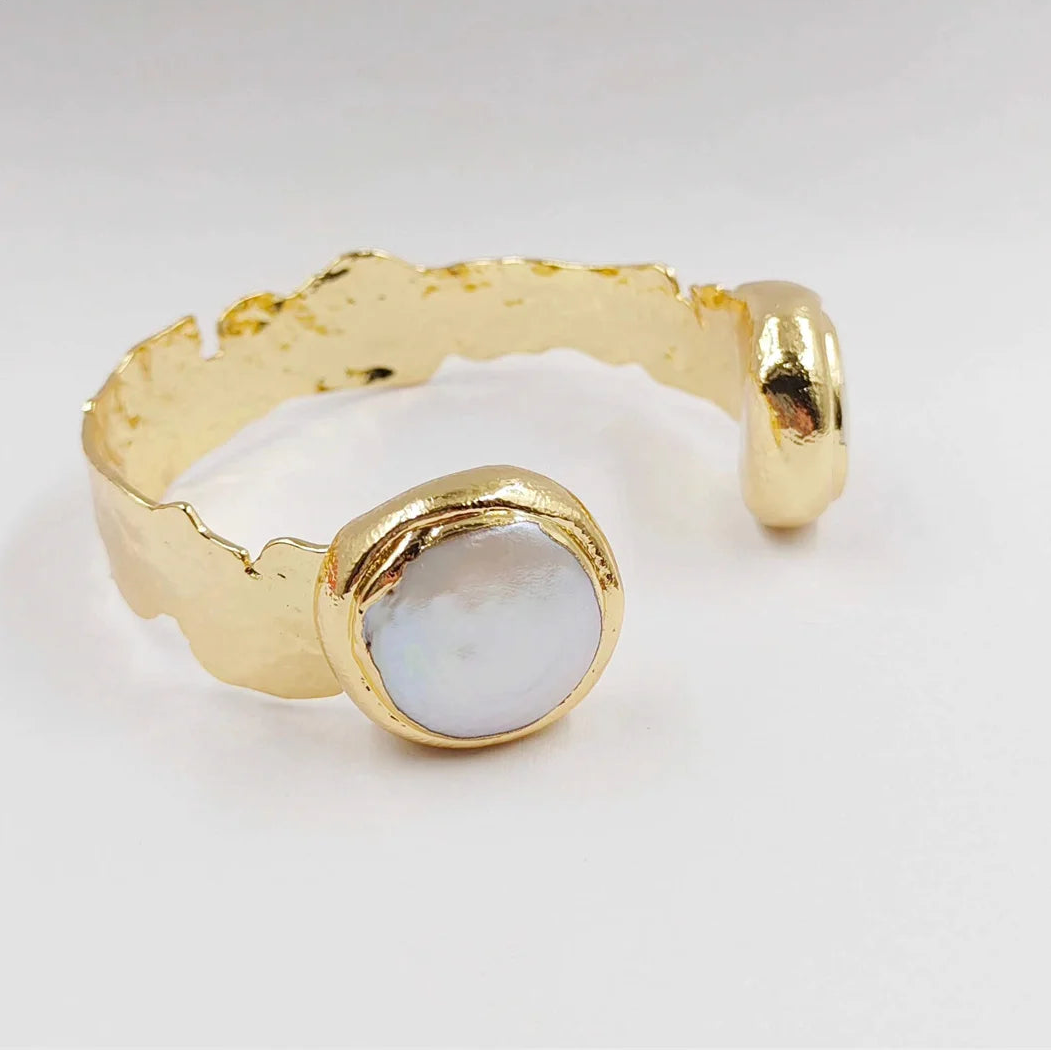 White Pearl Cuff Bracelet-ToShay.org