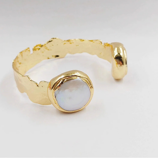 White Pearl Cuff Bracelet-ToShay.org