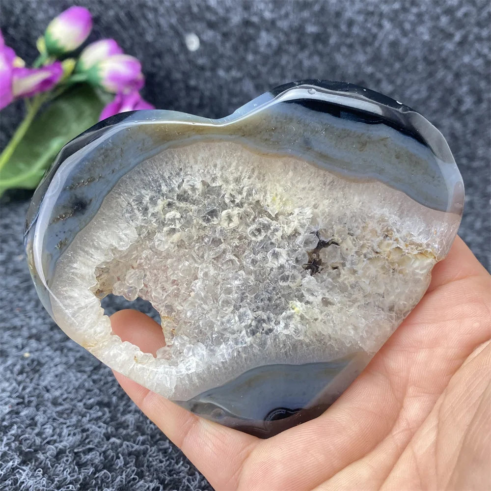 Grey Agate Geode Heart-ToShay.org