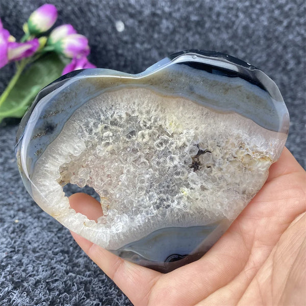 Grey Agate Geode Heart-ToShay.org