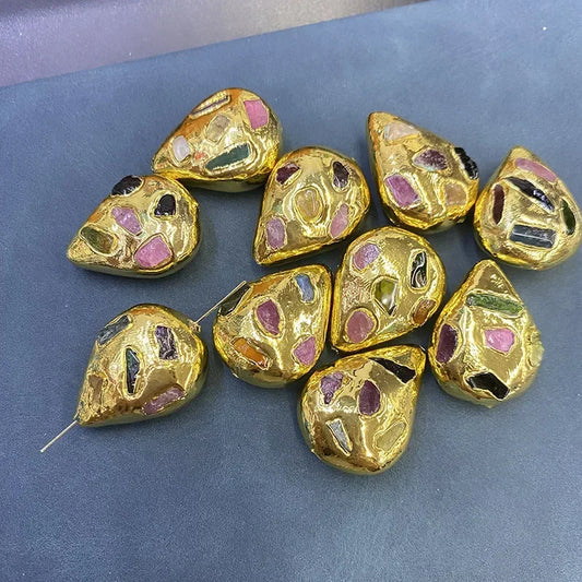 Gold Paved Tourmaline Beads-ToShay.org