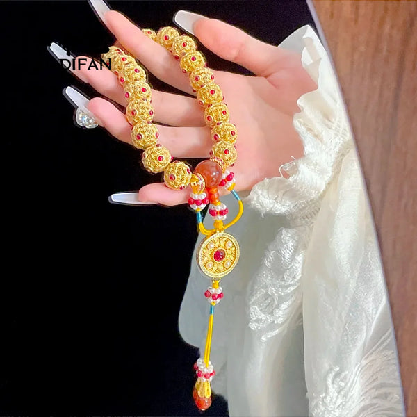 Gold Pine Flowers Beads-ToShay.org