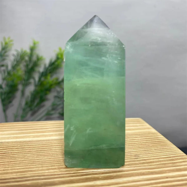 Green Feather Fluorite Wand-ToShay.org
