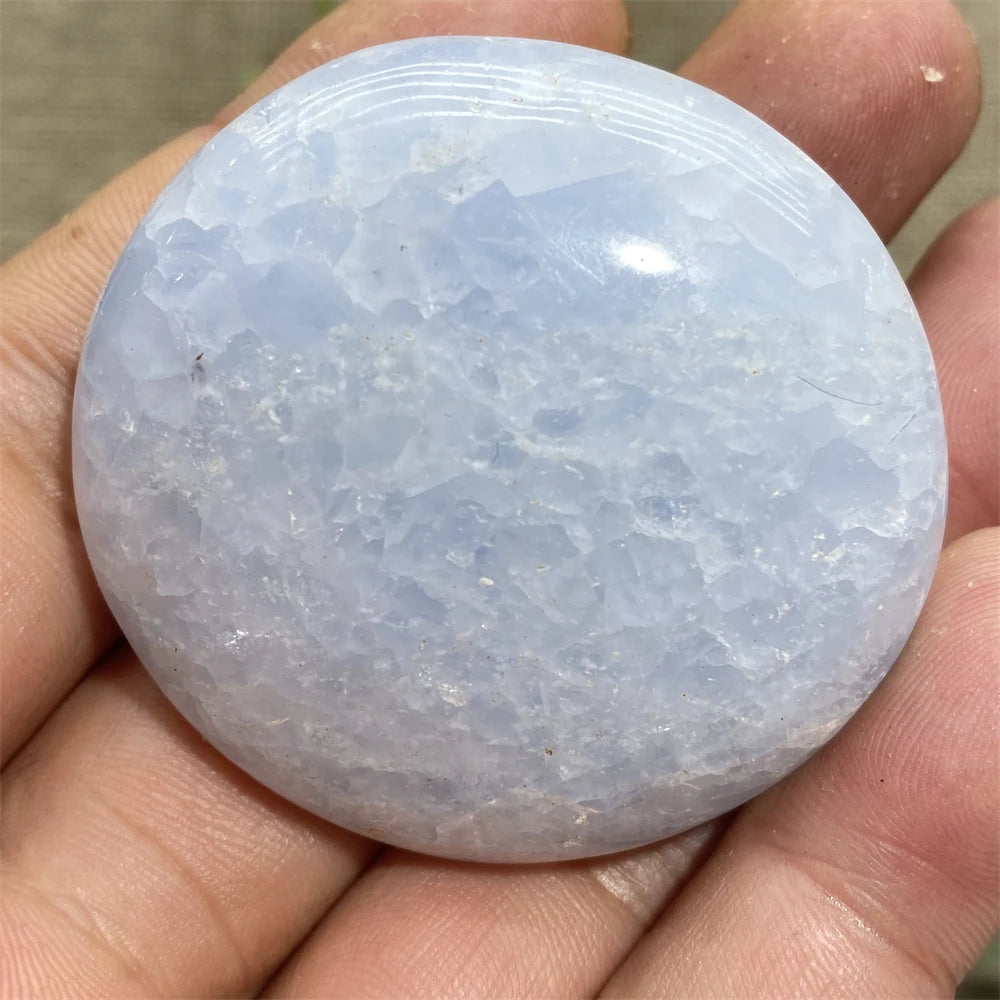 Blue Celestine Palm Stone-ToShay.org