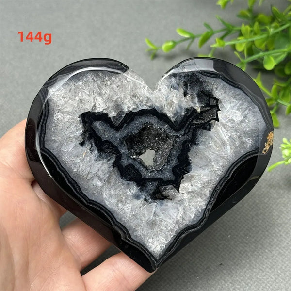 Black Agate Geode Heart-ToShay.org