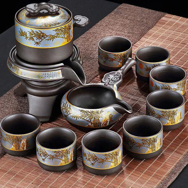 Black Ceramic Rotation Tea Sets-ToShay.org