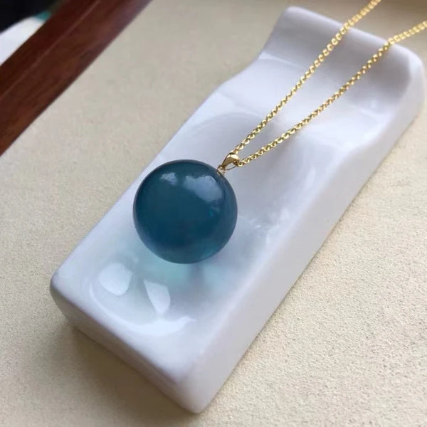 Blue Aquamarine Ball Pendant-ToShay.org