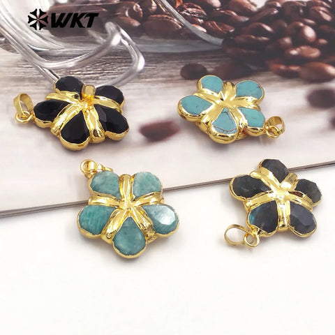 Blue Turquoise Flower Pendant-ToShay.org