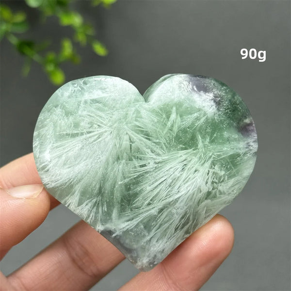 Green Feather Fluorite Heart-ToShay.org