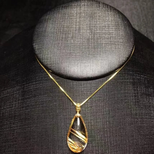 Gold Rutilated Quartz Pendant-ToShay.org