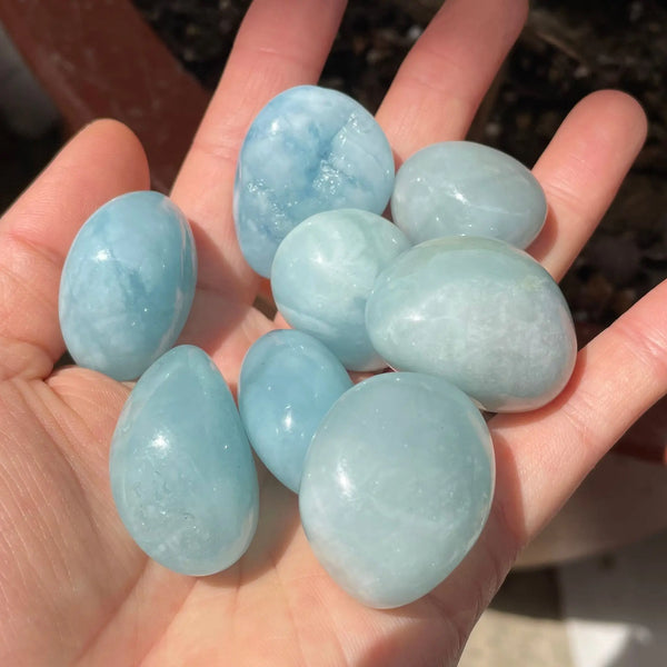 Blue Aquamarine Tumbled Stones-ToShay.org