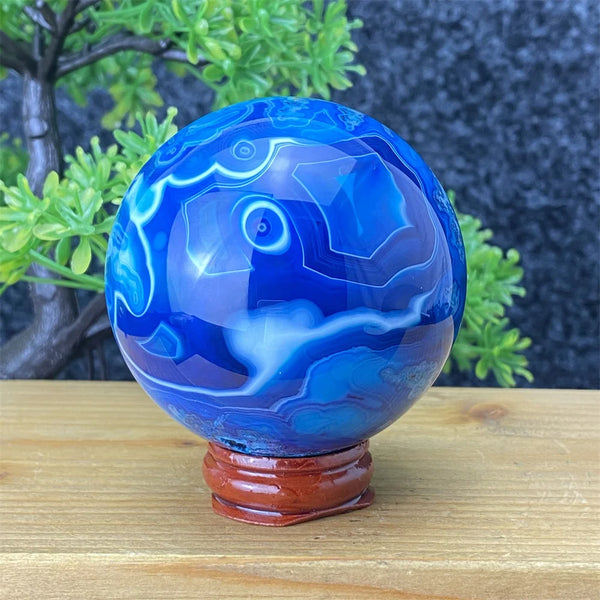 Blue Silk Agate Ball-ToShay.org