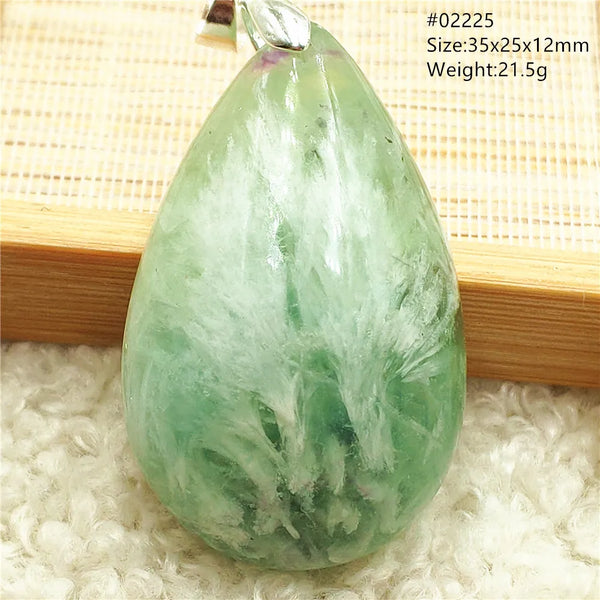 Green Feather Fluorite Pendant-ToShay.org