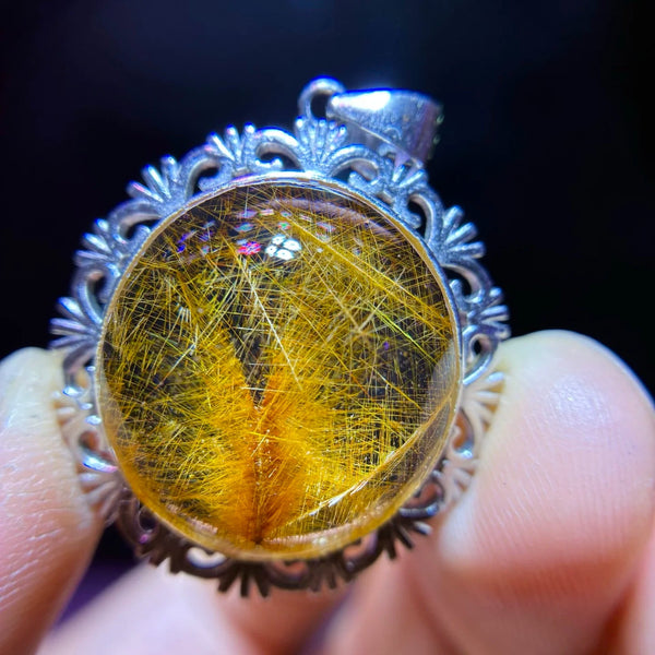 Gold Rutilated Quartz Pendant-ToShay.org