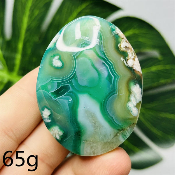 Green Flower Agate Palm Stone-ToShay.org