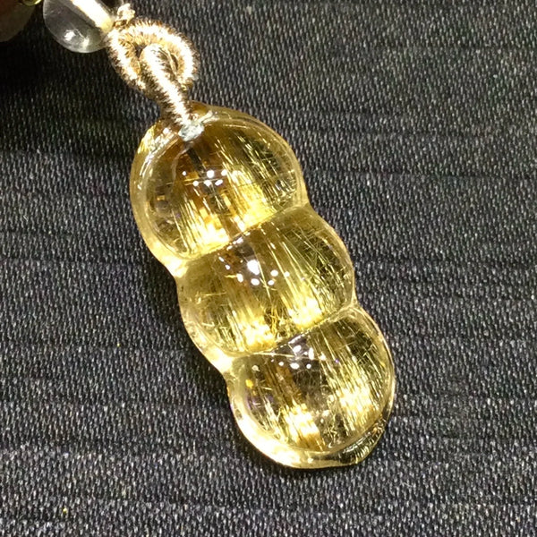 Gold Rutilated Quartz Pendant-ToShay.org
