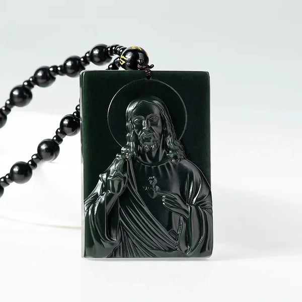 Black Jade Jesus Pendant-ToShay.org