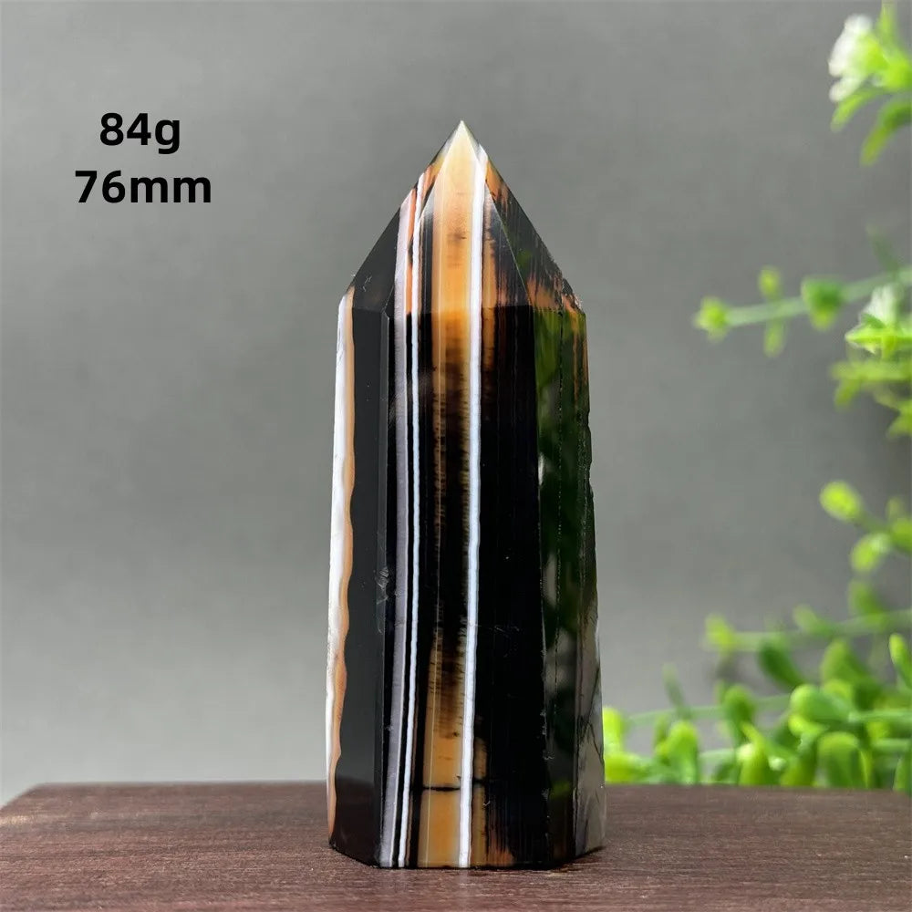 Black Red Agate Stripe Obelisk-ToShay.org
