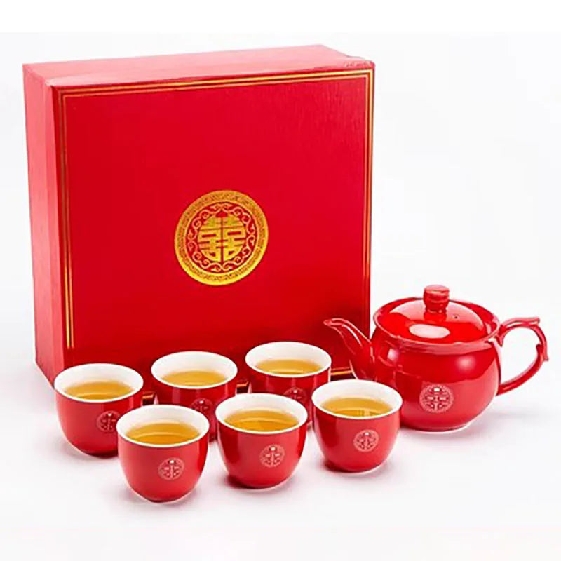 Red Porcelain Tea Set-ToShay.org