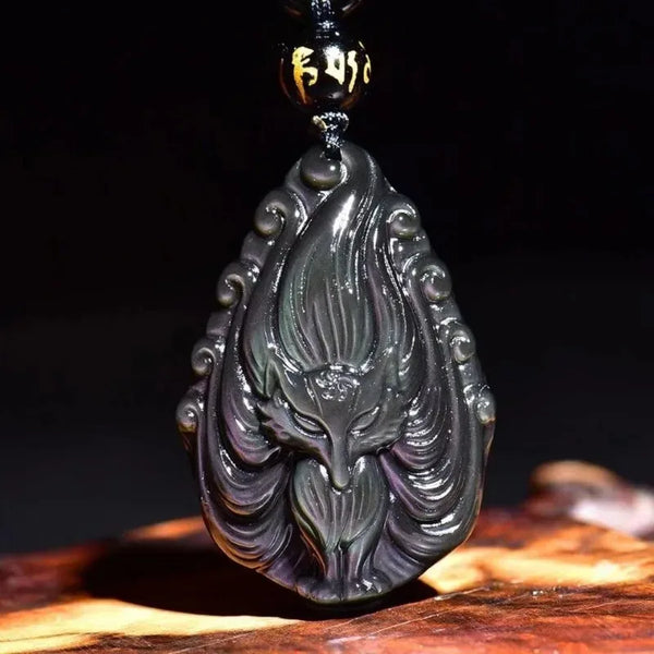 Rainbow Obsidian Fox Pendant-ToShay.org