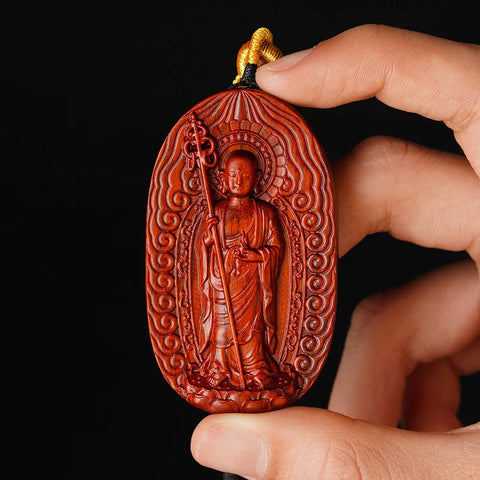 Red Rosewood Buddha Pendant-ToShay.org