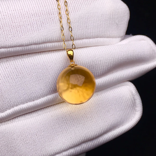 Yellow Citrine Ball Pendant-ToShay.org