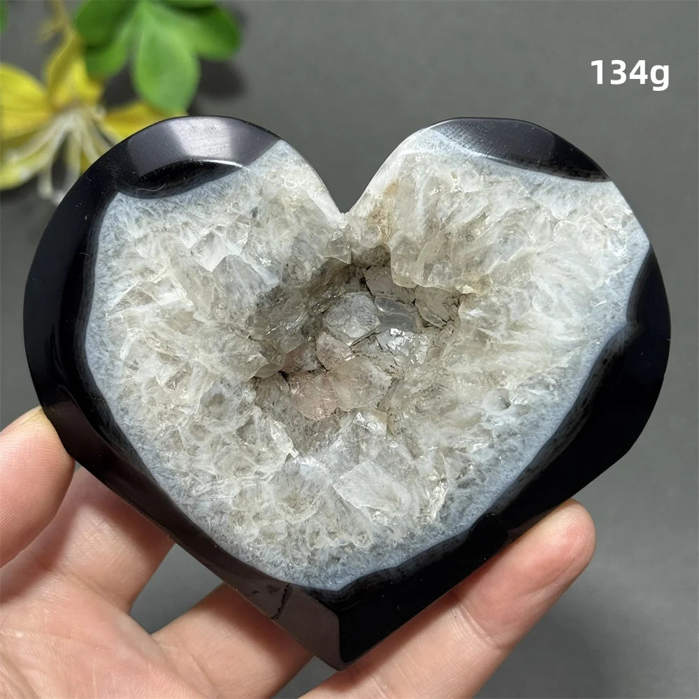 Black Agate Geode Heart-ToShay.org