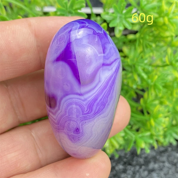 Purple Silk Agate Palm Stone-ToShay.org