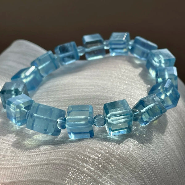Blue Aquamarine Square Beads-ToShay.org